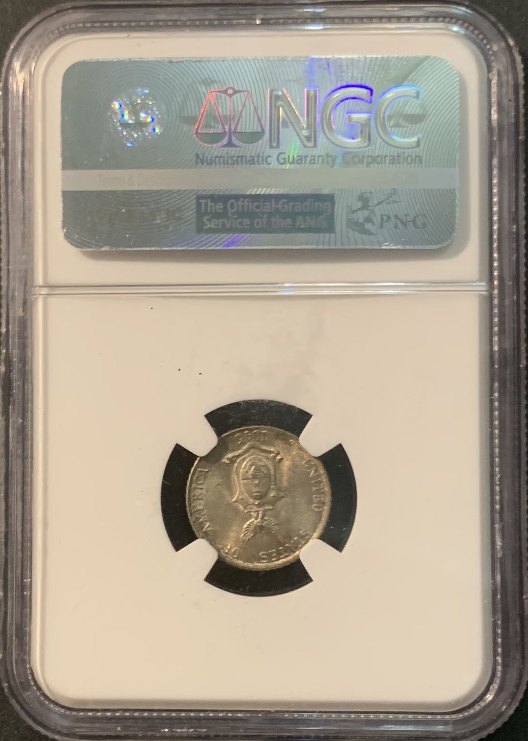 紫瑗钱币—微拍第90期  美属菲律宾 1945年 女神与火山 10分 NGC MS64