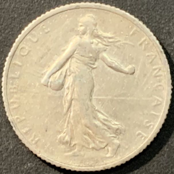 紫瑗钱币—微拍第90期  法国 1916年 播种女神 1法郎 5克 0.835银 