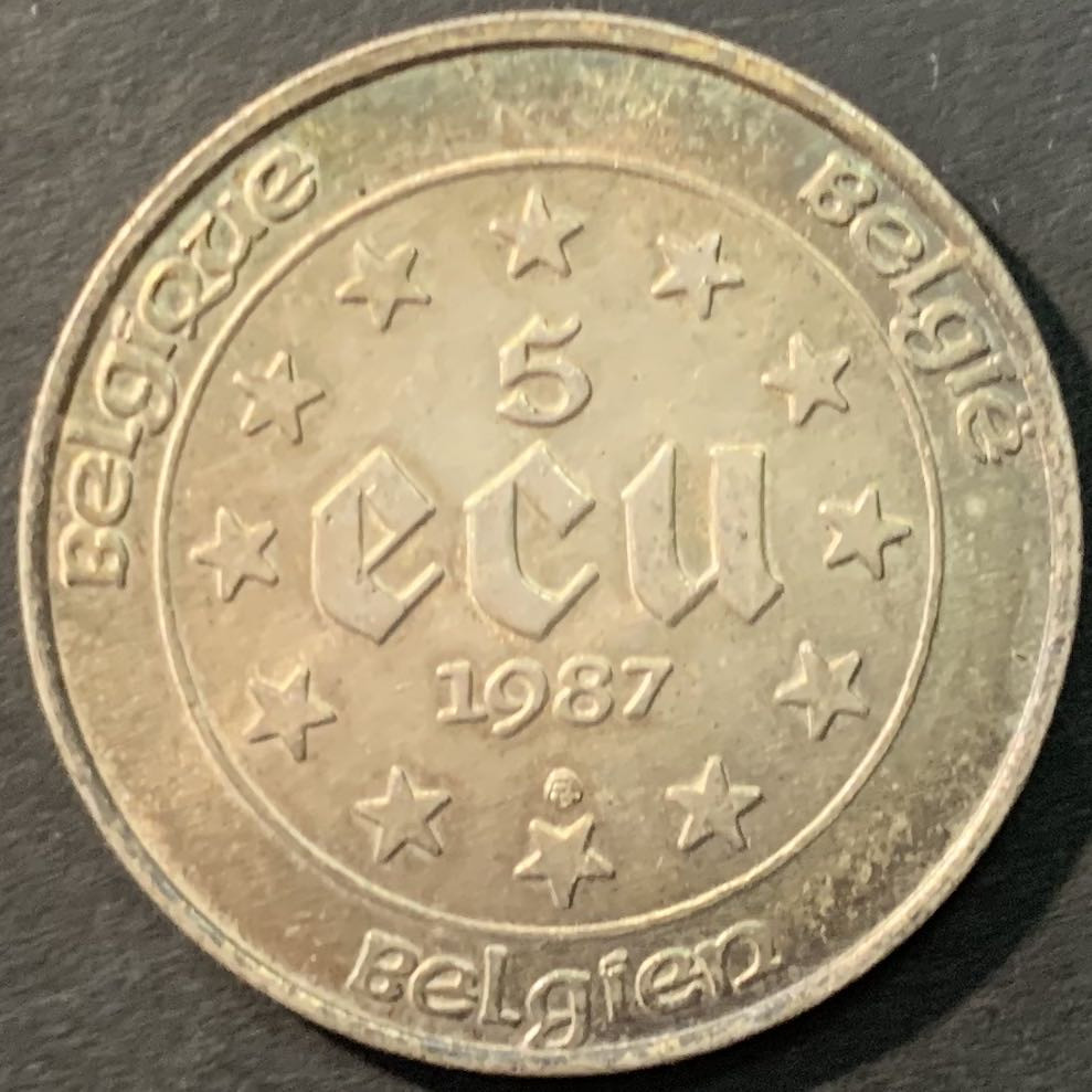 紫瑗钱币—微拍第90期  比利时 1987年 罗马条约30周年 5埃局 22.85克 0.833银