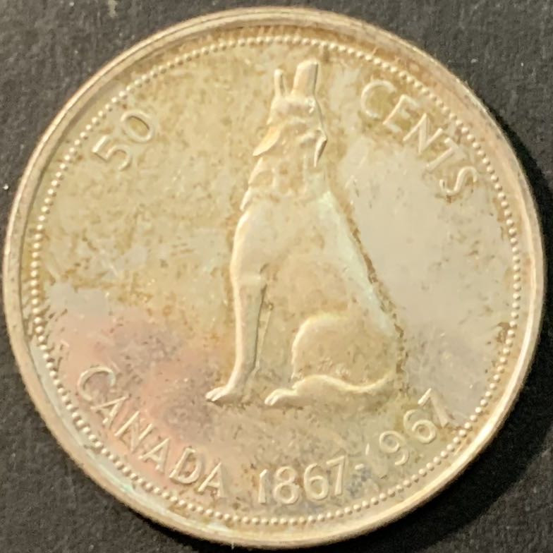 紫瑗钱币—微拍第90期  加拿大 1967年 建国100周年 50分 野兔 11.67克 0.8银