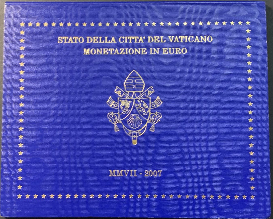 紫瑗钱币—微拍第90期  梵蒂冈 2007年 保罗二世 1分—2欧 8枚套 官方套