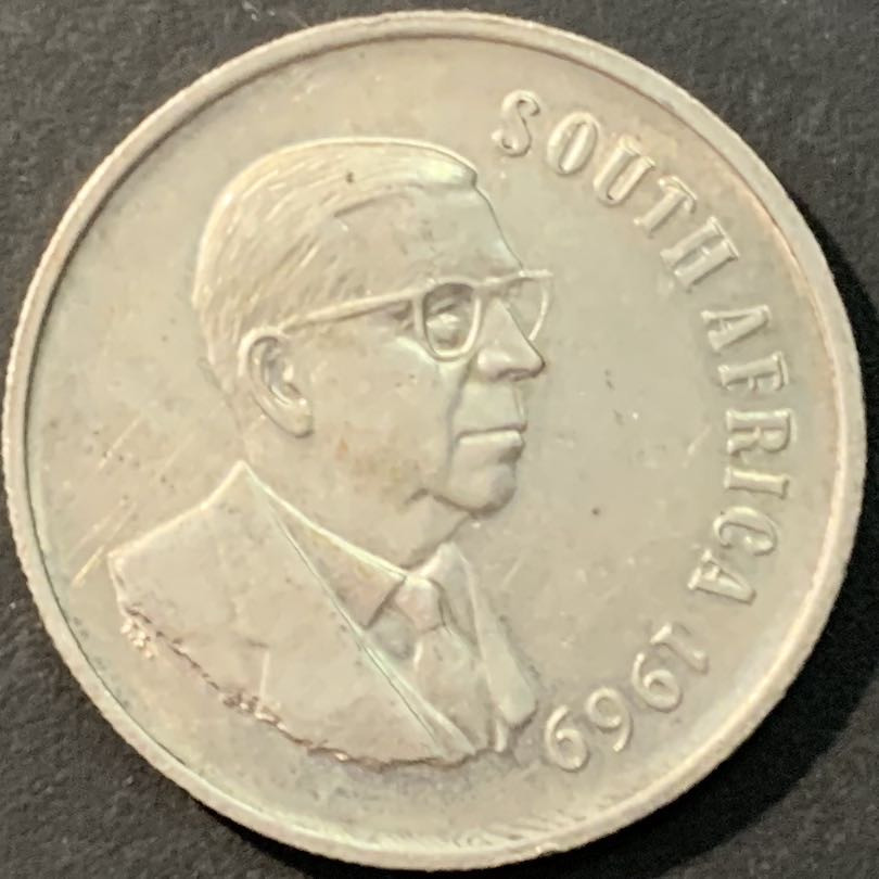 紫瑗钱币—微拍第90期  南非 1969年  维沃尔德 1兰特 15克 0.8银