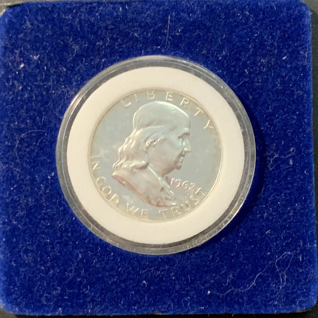 紫瑗钱币—微拍第90期  美国 1962年 富兰克林 50美分 半美元 12.5克 0.9银 精制