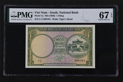 亘邦收藏第16期 - 1956年 南越 1盾 PMG 67EPQ 289184