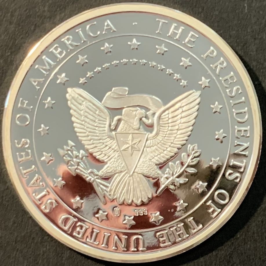 紫瑗钱币—微拍第90期  美国 1998年 第40任总统 罗纳德·里根 银章 20克 0.999银 精制 带证书