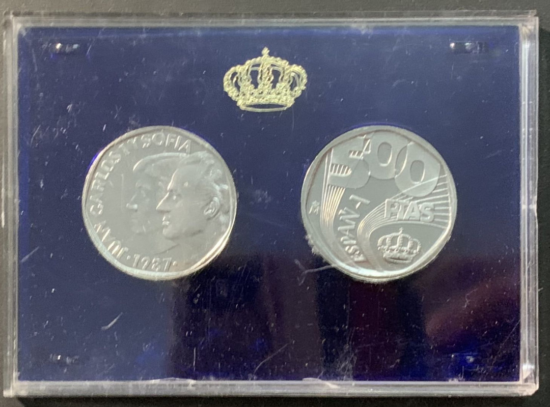 紫瑗钱币—微拍第90期  西班牙 1987年 500比塞塔 样币 2枚一套 原厂盒