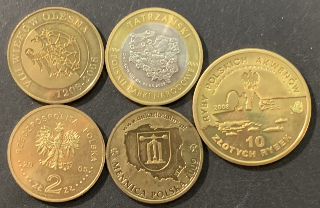 紫瑗钱币—微拍第90期  波兰等国 现代钱币 5枚一组