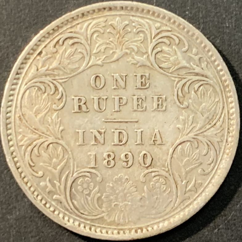 紫瑗钱币—微拍第90期  英属印度 1890年 维多利亚女皇 1卢比 11.66克 0.917银