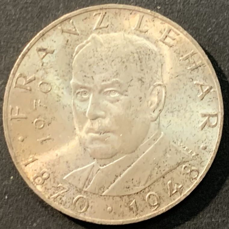 紫瑗钱币—微拍第90期  奥地利 1970年 作曲家 弗伦茨 25先令 13克 0.8银