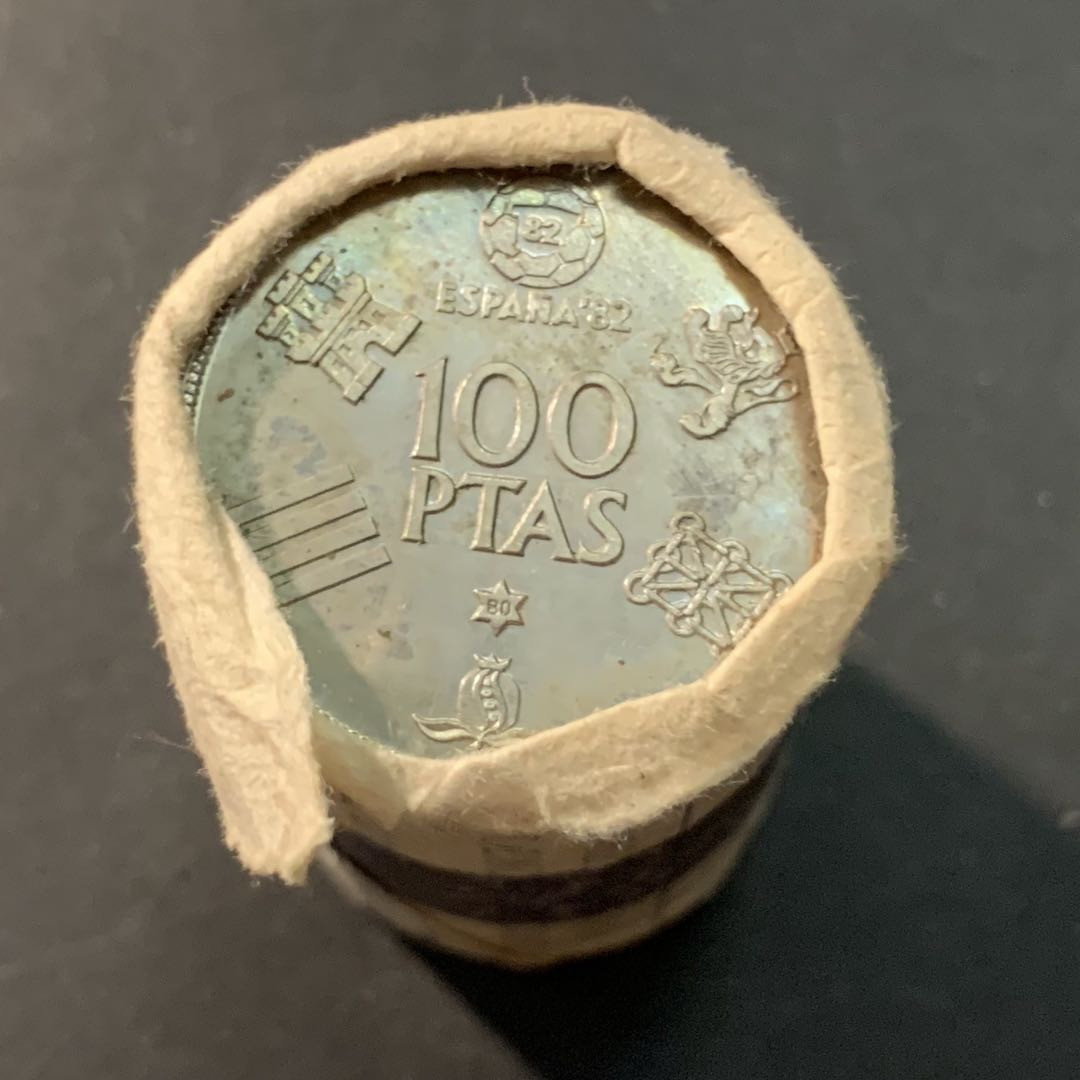 紫瑗钱币—微拍第90期  西班牙 1980年 82西班牙世界杯 100比塞塔 25枚整卷