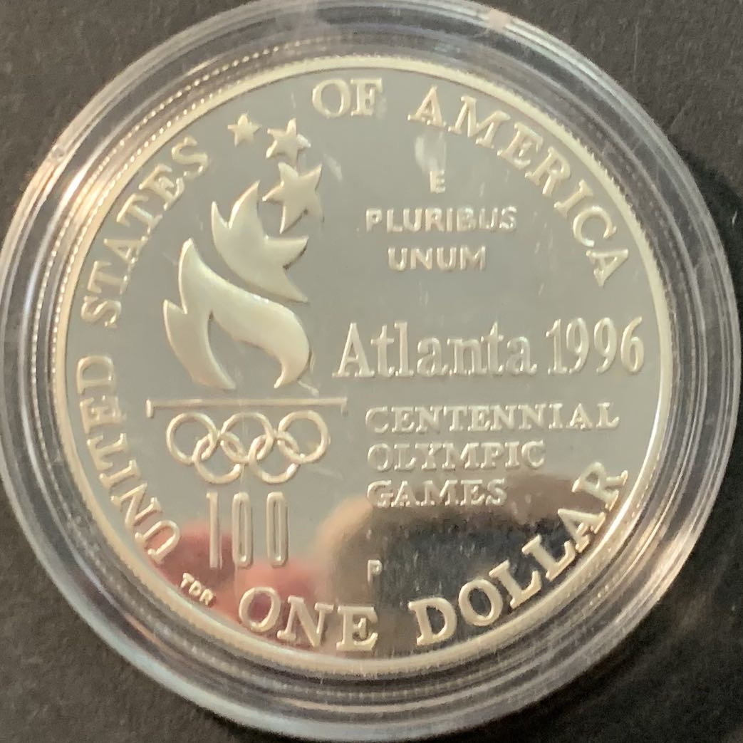 紫瑗钱币—微拍第90期  美国 1996年 亚特兰大奥运会 网球  1元  26.73克 0.9银 精制