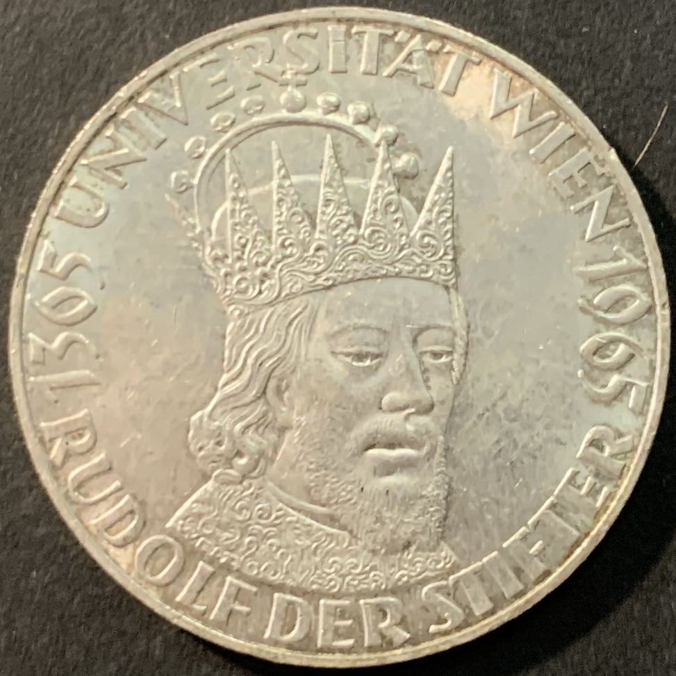 紫瑗钱币—微拍第90期  奥地利 1965年 维也纳大学600周年 50先令 20克  0.9银