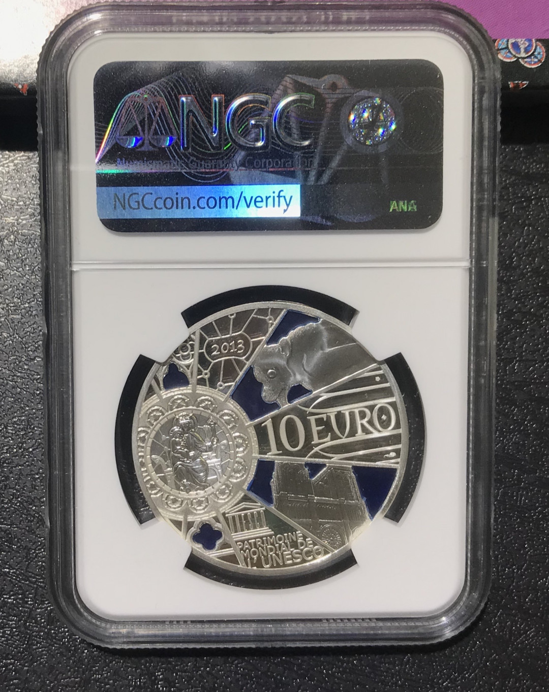 【随心拍&Getcoins】现代钱币拍卖第六十期 法国2013年巴黎圣母院850周年通透彩色精制银币NGC70