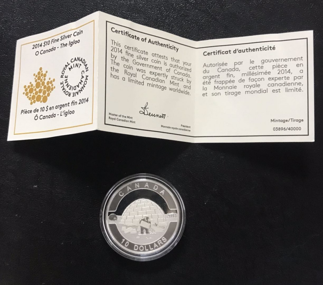 【随心拍&Getcoins】现代钱币拍卖第六十期 加拿大2014年爱斯基摩人雪屋银币
