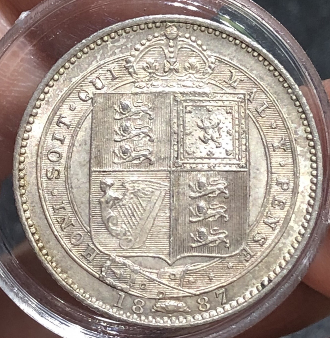【随心拍&Getcoins】现代钱币拍卖第六十期 英国1887年维多利亚加冕1先令银币五彩老包浆UNC级别
