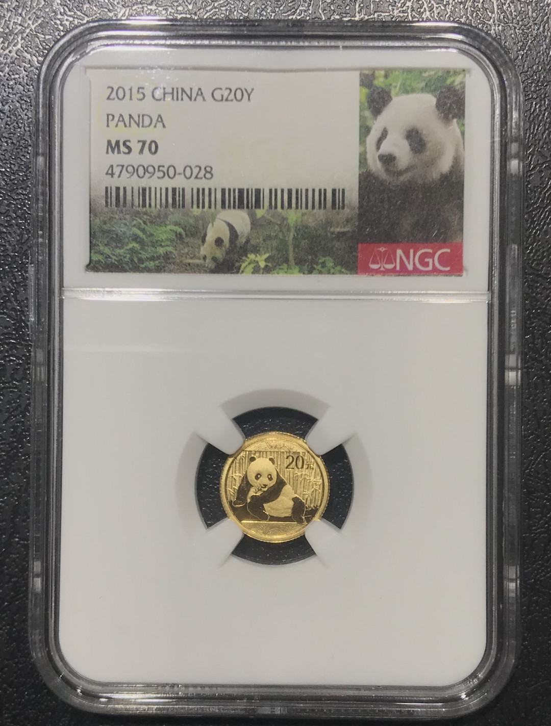 【随心拍&Getcoins】现代钱币拍卖第六十期 2015年熊猫金币1/20盎司金币NGC70