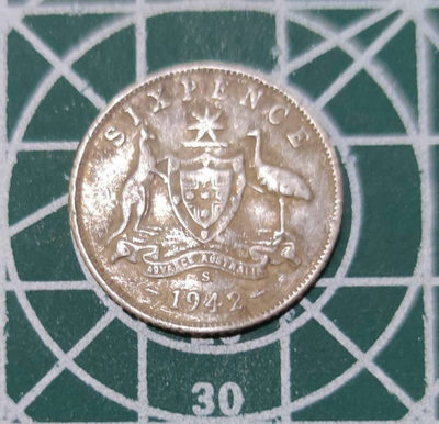 燕姐换藏第三十一拍 1942年澳大利亚烂品六便士小银币