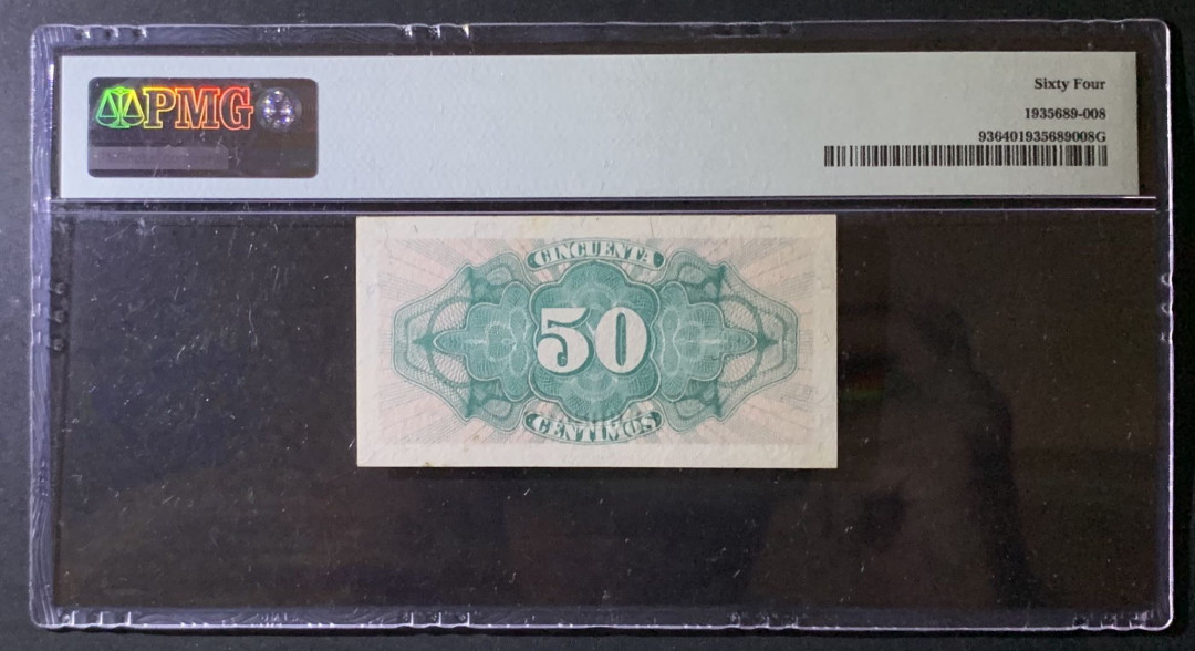 紫瑗钱币——微拍第92期—纸币场 西班牙 1937年 第二共和国 50分 PMG 64 (P-93)
