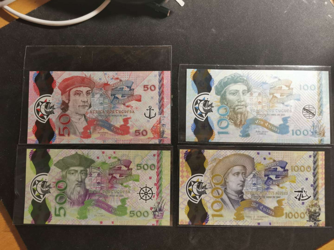 【鲸贝乐淘】千字文·第“上和下睦，夫唱妇随”号拍卖 葡萄牙4枚一套商业钞，全新全品UNC 