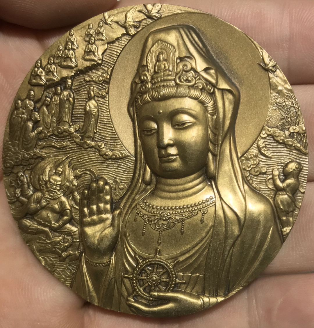 【随心拍&Getcoins】现代钱币拍卖第六十一期 中国四大佛教名山之一普陀山小铜章纪念章直径60毫米