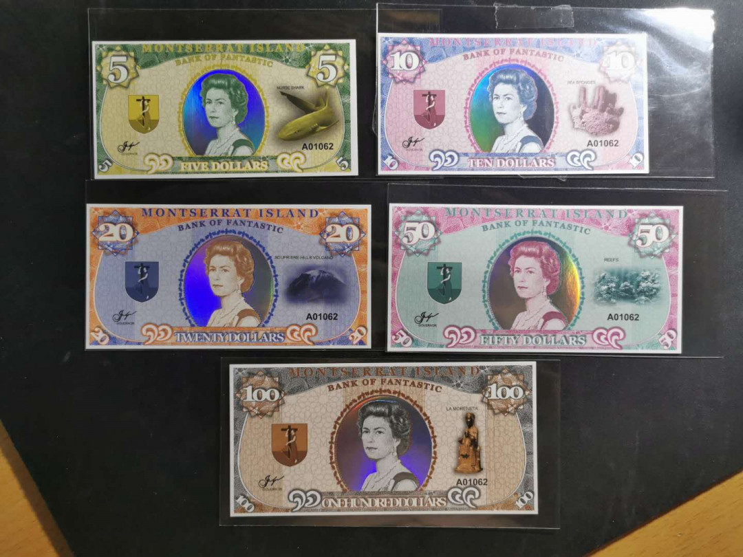 【鲸贝乐淘】千字文·第“上和下睦，夫唱妇随”号拍卖 蒙特塞拉特岛同号一套，全新全品UNC 