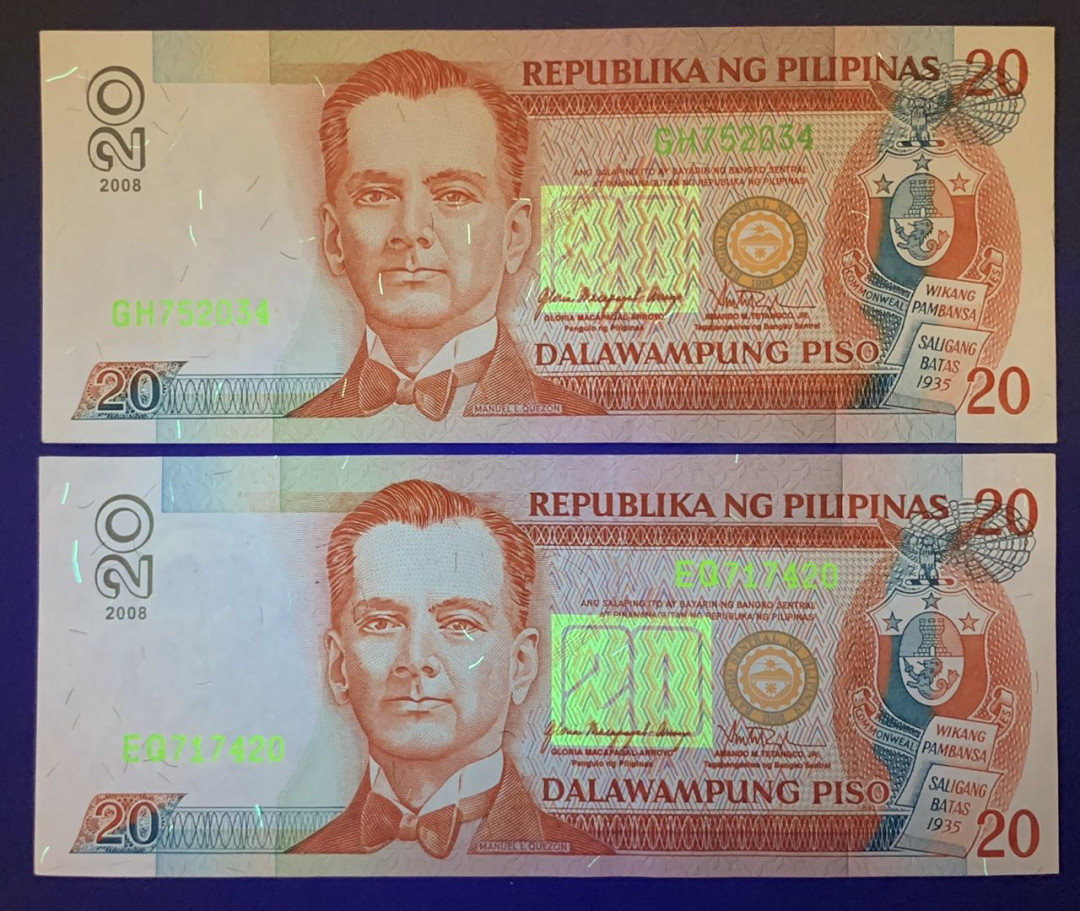紫瑗钱币——微拍第92期—纸币场 菲律宾 2008年 20比索 2枚一组 UNC