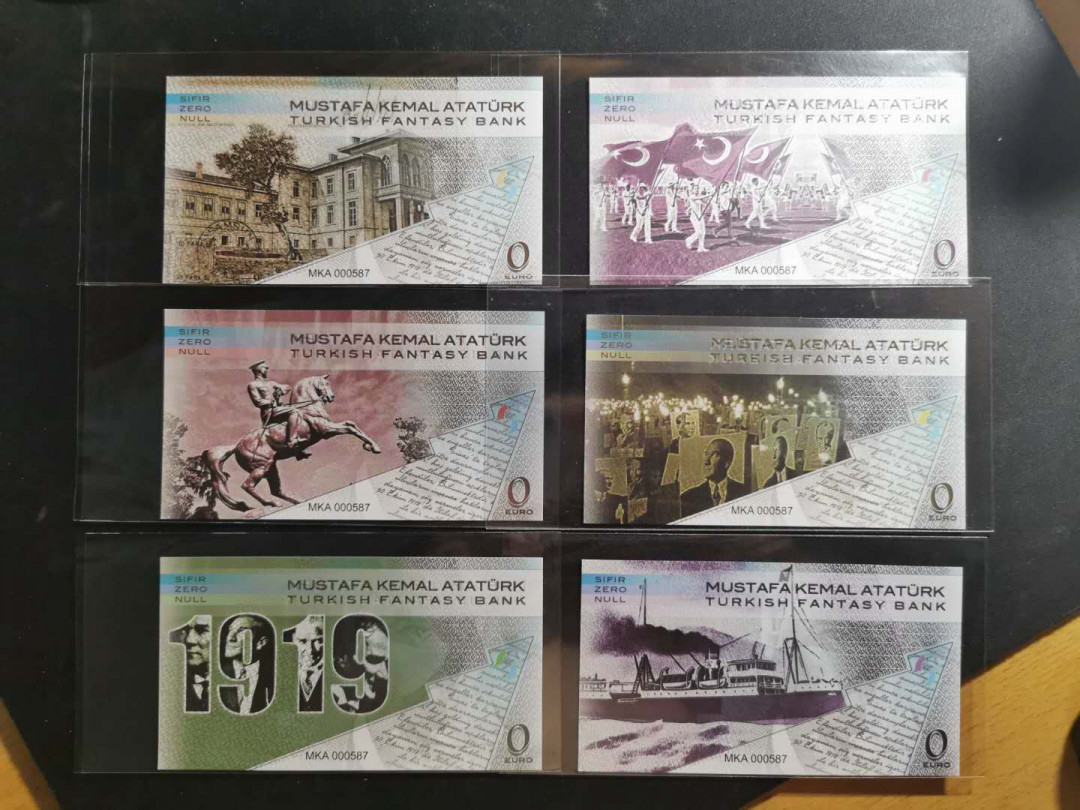 【鲸贝乐淘】千字文·第“上和下睦，夫唱妇随”号拍卖 全新2019年 土耳其 0欧元 纪念 塑料钞 6张套 同号，全新全品UNC 