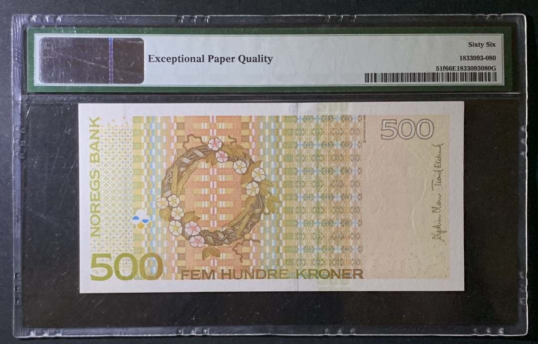 紫瑗钱币——微拍第92期—纸币场 挪威 2012年 500克朗 PMG 66 EPQ （P-51f）