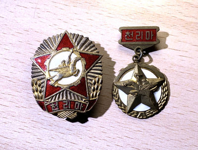 大猫徽章拍卖126期 - 朝鲜🇰🇵千里马🐎证章两枚 