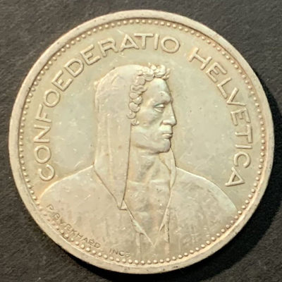 紫瑗钱币——微拍第104期 - 瑞士 1954年 威廉·退尔 5法郎 15克 0.835银