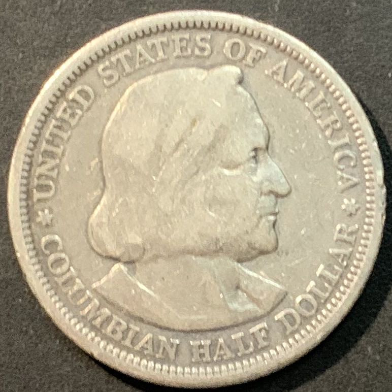 紫瑗钱币——微拍第104期 美国 1893年 哥伦布发现美洲 半美元 50美分 12.5克 0.9银