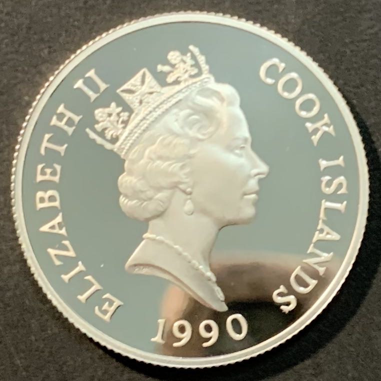 紫瑗钱币—微拍第125期  库克群岛 1990年 美洲发现500周年系列  哥伦布 10元 10克 0.925银 精制