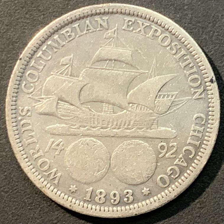紫瑗钱币——微拍第104期 美国 1893年 哥伦布发现美洲 半美元 50美分 12.5克 0.9银
