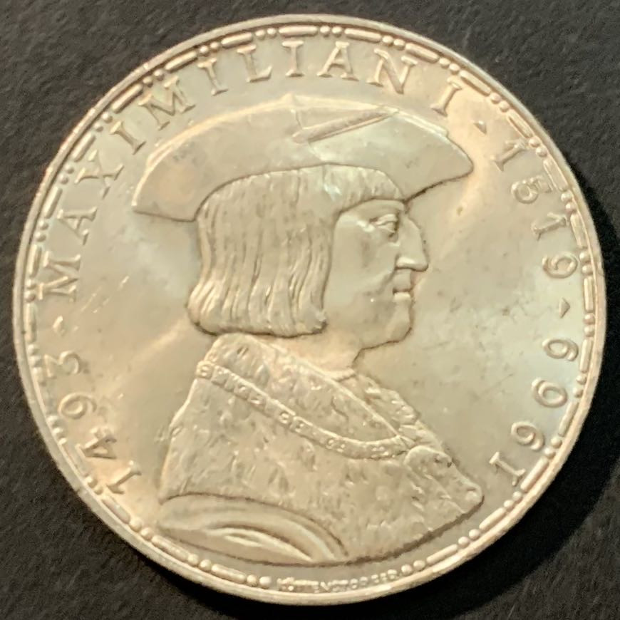 紫瑗钱币——微拍第104期 奥地利 1969年 马克西米安诞辰450周年 50先令 20克 0.9银