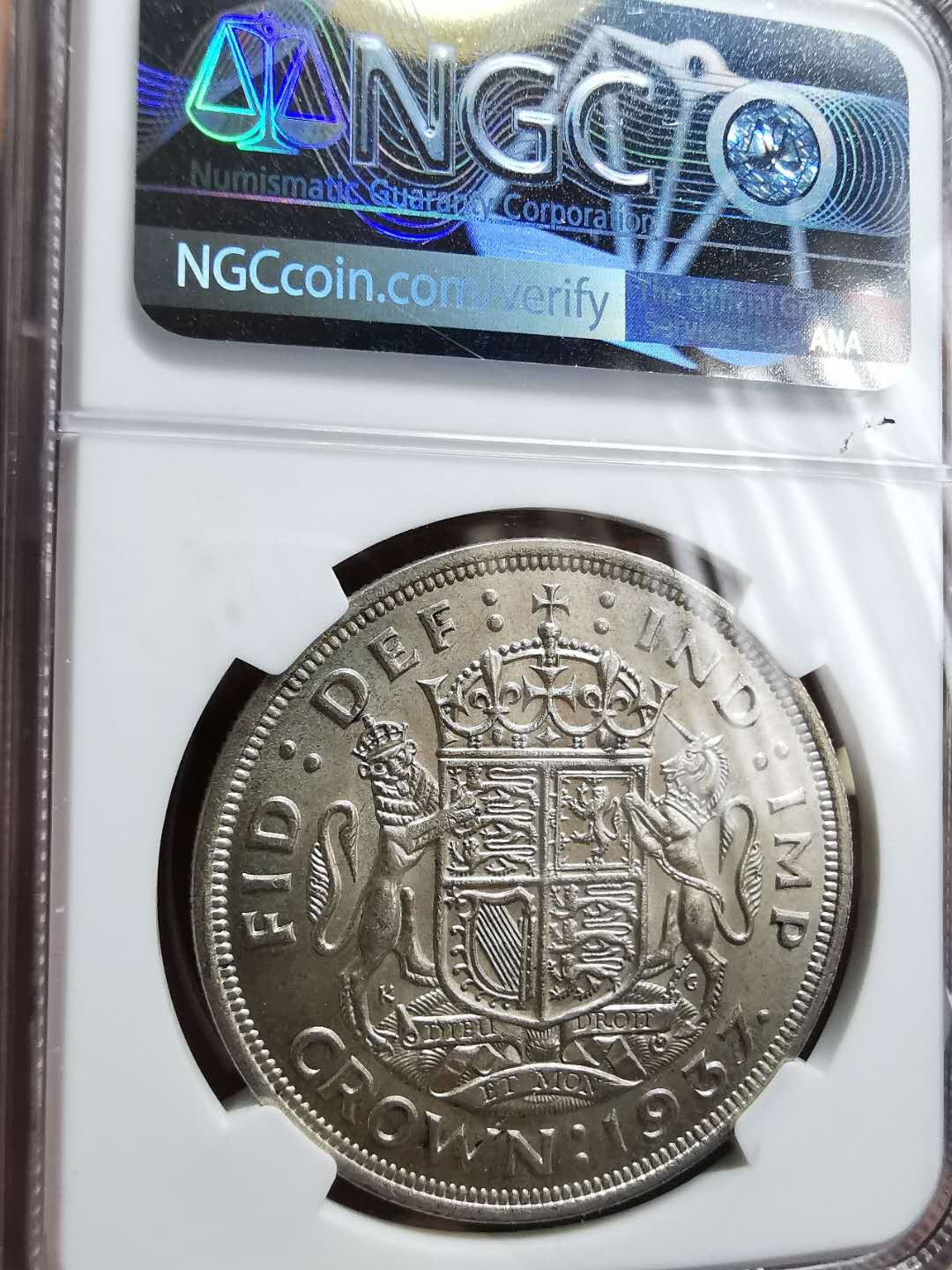 凡希社世界钱币微拍第一百二十八期 1937澳大利亚乔六克朗大银NGC-MS62