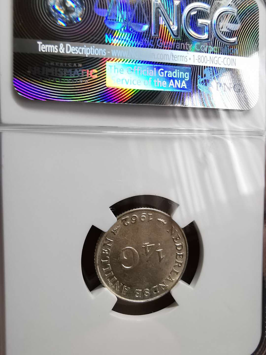 凡希社世界钱币微拍第一百二十八期 1962荷属安德烈斯1/4盾NGC-MS62