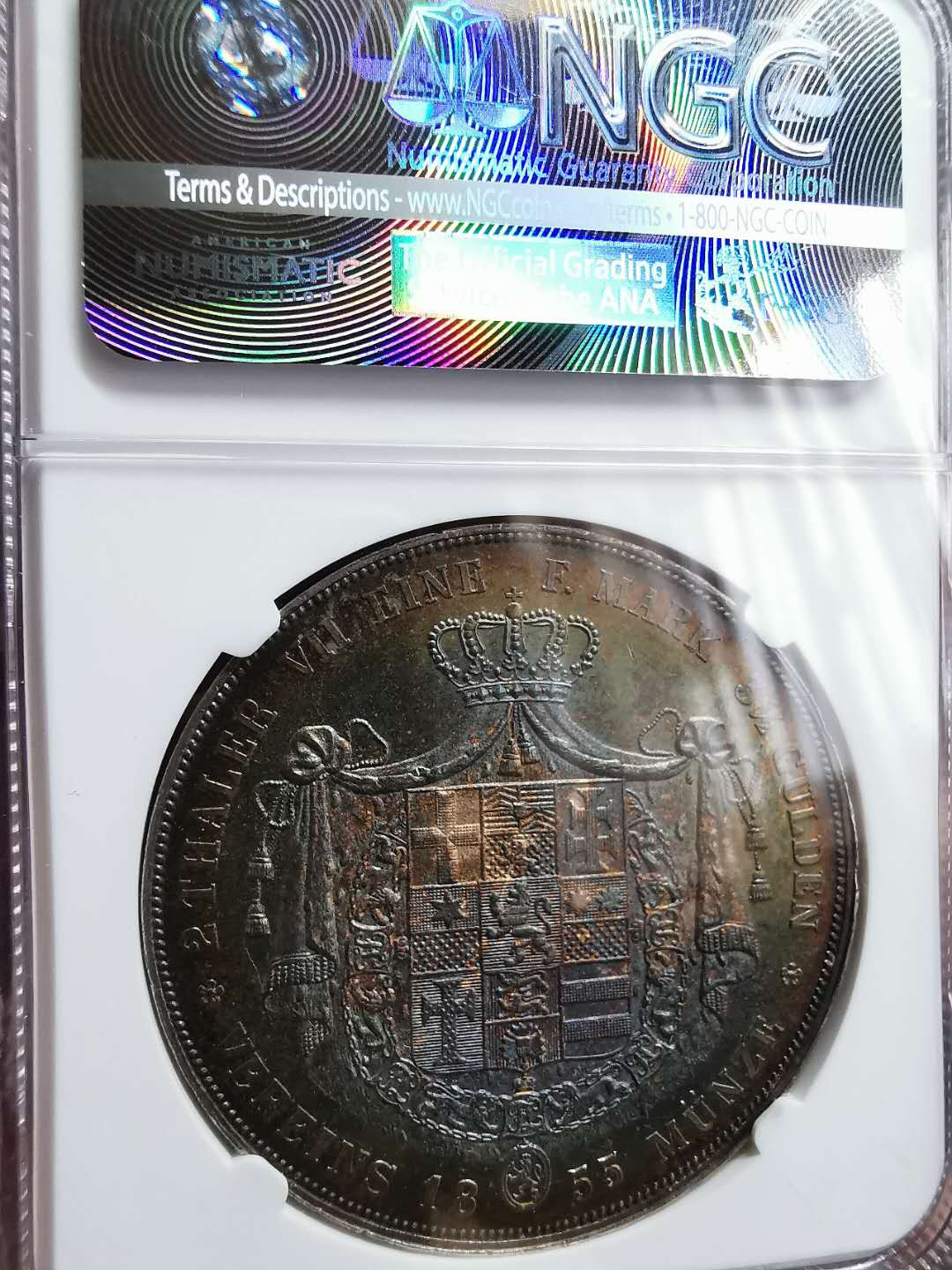 凡希社世界钱币微拍第一百二十八期 荐！1855黑森卡塞尔2泰勒大银NGC-UNCD深度重彩！