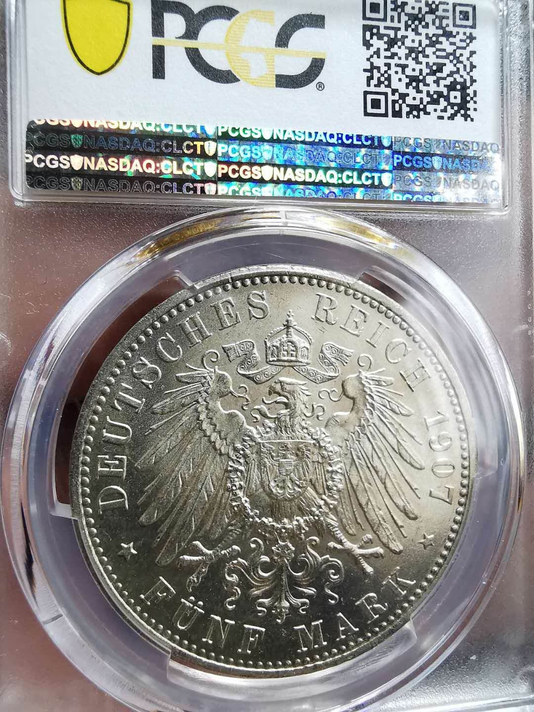 凡希社世界钱币微拍第一百二十八期 1907巴伐利亚5马克大银PCGS-MS63