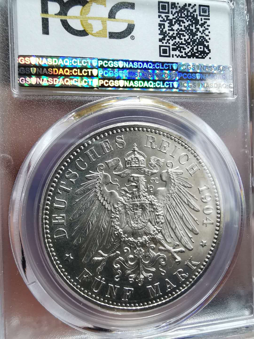 凡希社世界钱币微拍第一百二十八期 1904萨克森国王蒙主宠召纪念5马克大银PCGS-MS64