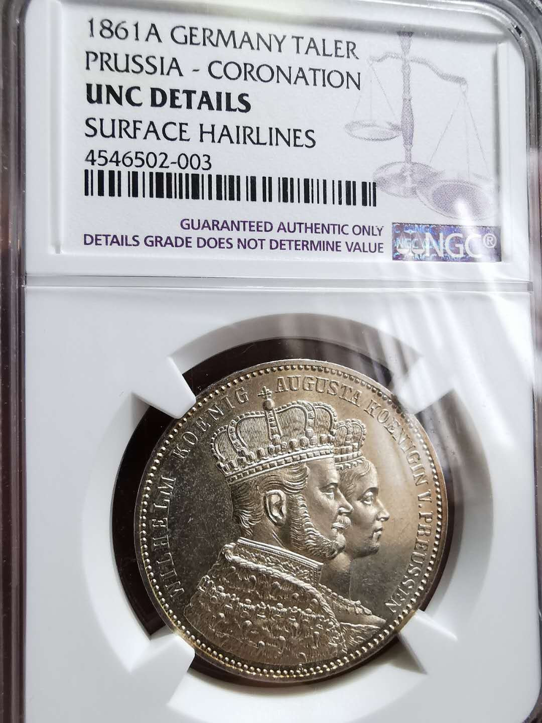 凡希社世界钱币微拍第一百二十八期 1861普鲁士泰勒NGC-UNCD