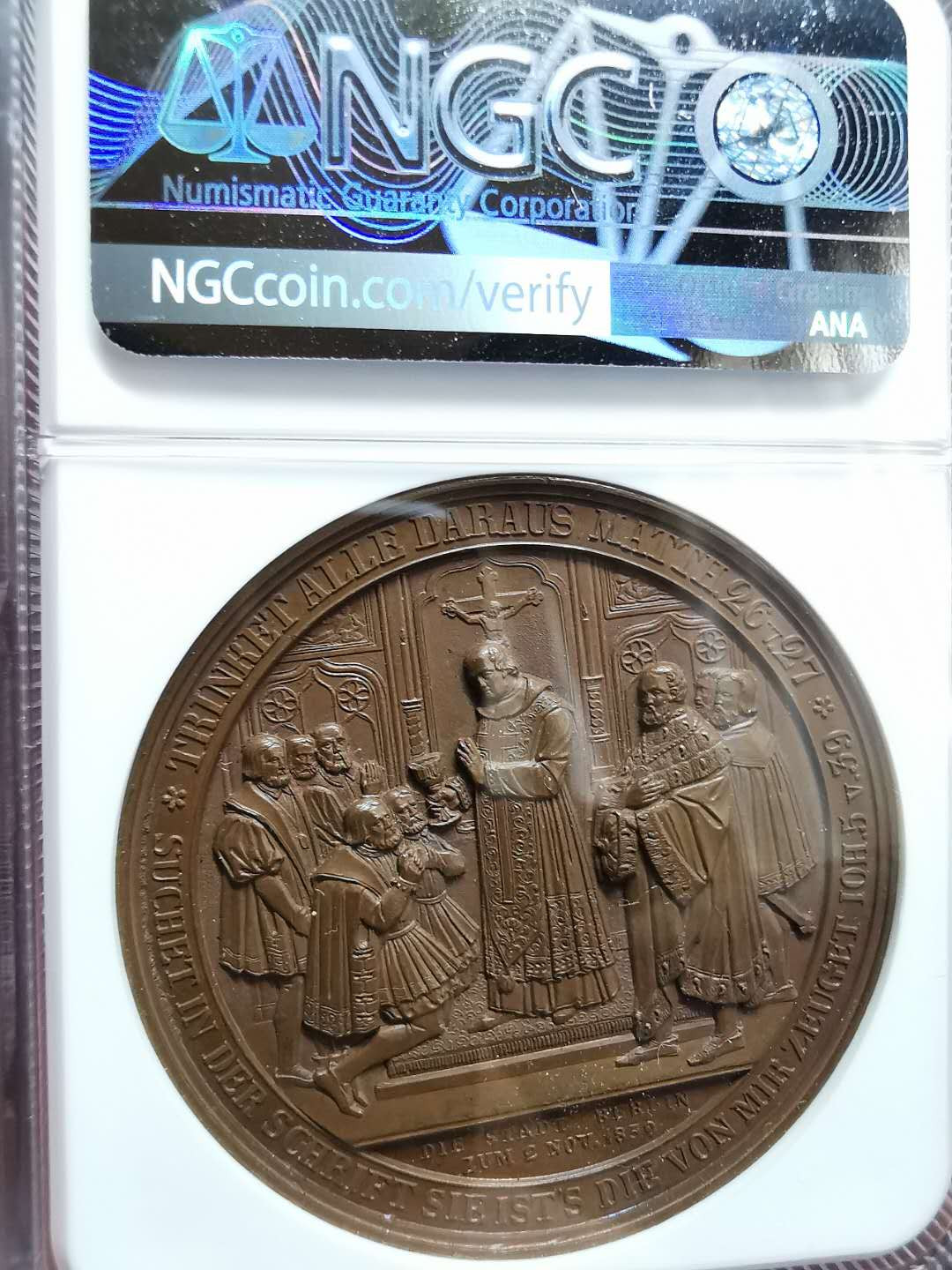 凡希社世界钱币微拍第一百二十八期 1839德国普鲁士三百周年纪念铜章NGC-MS64