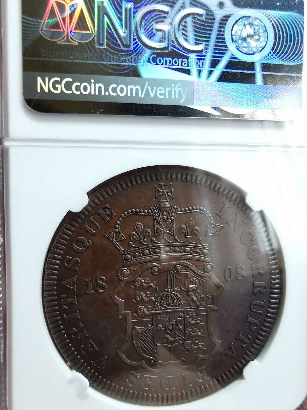 凡希社世界钱币微拍第一百二十八期 1808不列颠克朗NGC-PF65后铸