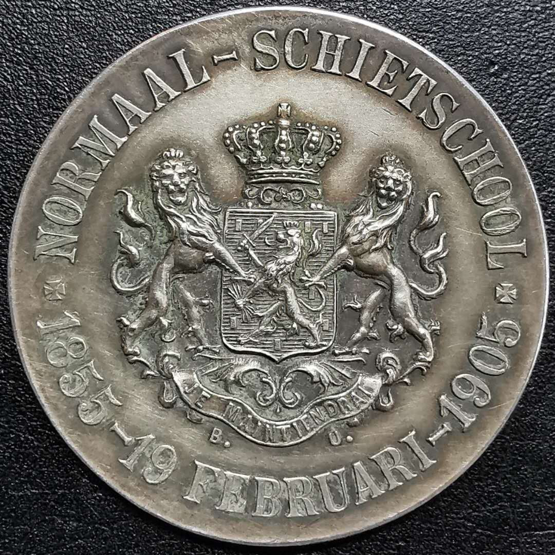 凡希社世界钱币微拍第一百二十八期 1905荷兰威廉明娜双狮纪念银章极美品