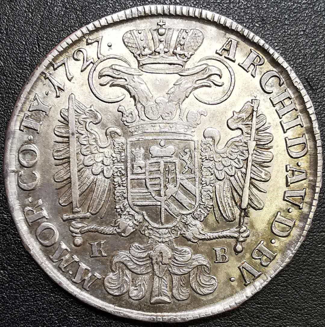 凡希社世界钱币微拍第一百二十八期 1727奥地利双头鹰泰勒大银XF+