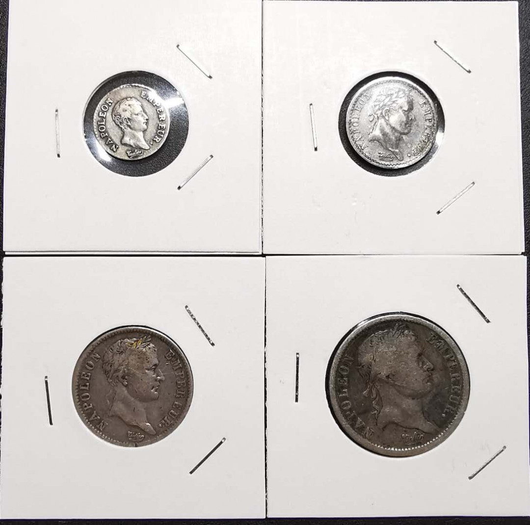 凡希社世界钱币微拍第一百二十八期 法国拿破仑银辅币四枚一组