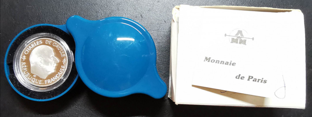 凡希社世界钱币微拍第一百二十八期 法国戴高乐纪念银币原包装设计独特