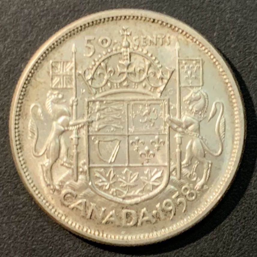 紫瑗钱币——微拍第109期 加拿大 1958年 伊丽莎白二世 50分 11.67克 0.8银