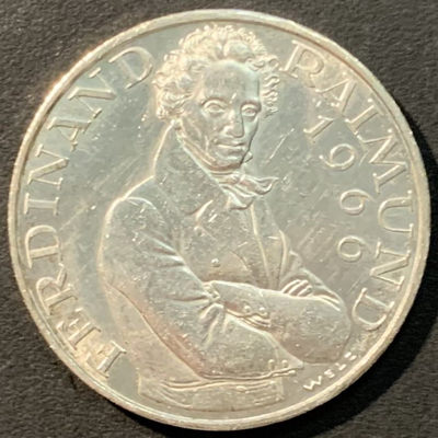 紫瑗钱币——微拍第109期 - 奥地利 1966年 费迪南雷蒙德逝世130周年 25先令 13克 0.8银