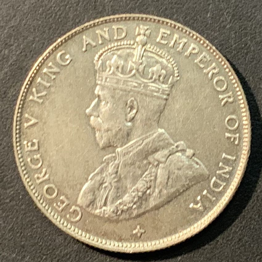 紫瑗钱币——微拍第109期 海峡殖民地 1921年 乔治五世 50分 8.42克 0.5银