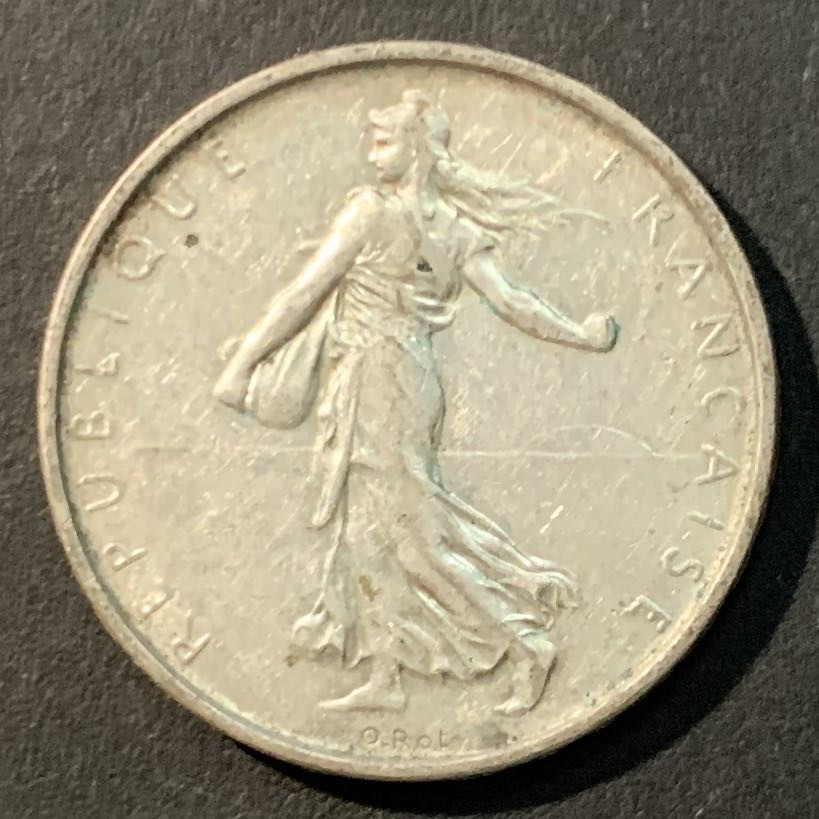 紫瑗钱币——微拍第109期 法国 1962年 播种女神 5法郎 12克 0.835银